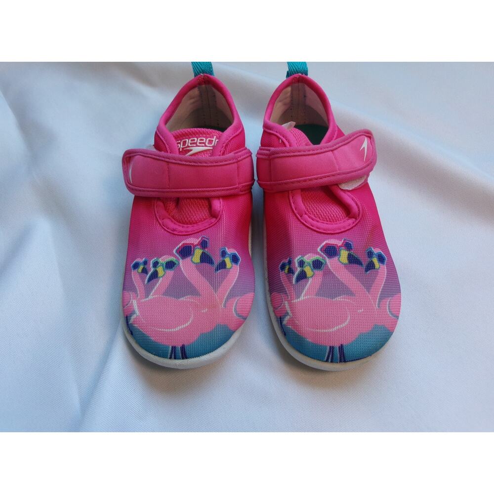 Speedo Toddler Water Shoes Pink Flamingo Hook & Loop Size 10 Kids